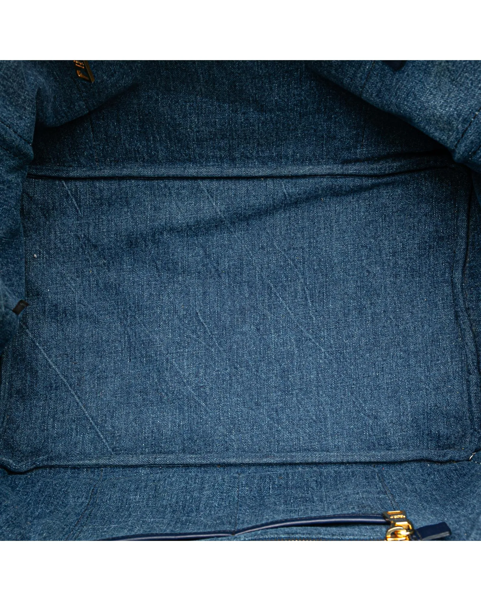 Denim Logo Satchel with Rolled Handles and Interior Pockets