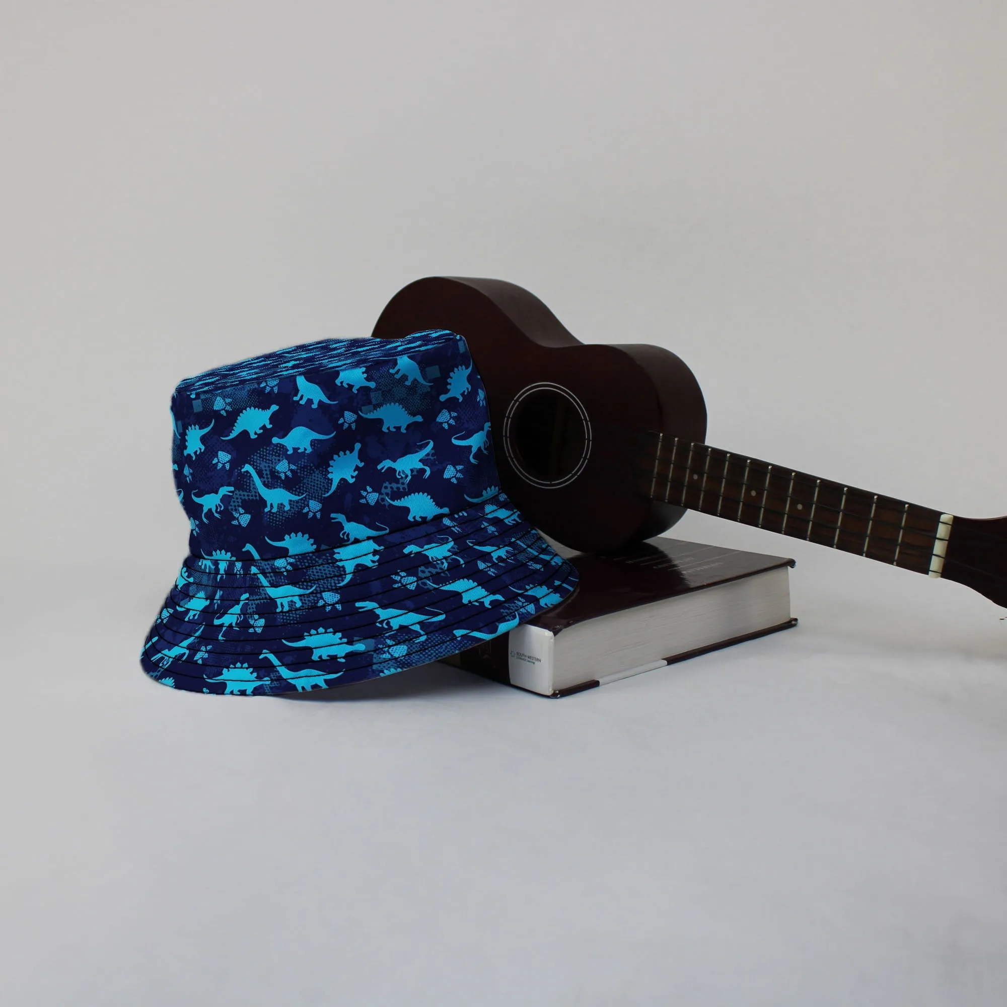 Dinosaur Urban Geometric Blue Dinosaur Bucket Hat