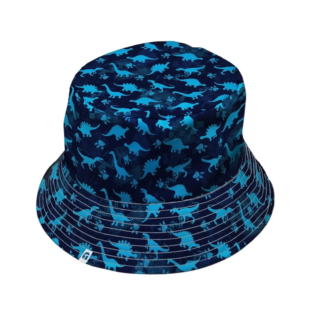 Dinosaur Urban Geometric Blue Dinosaur Bucket Hat