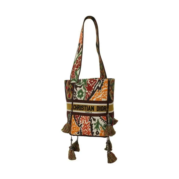 DIOR Paisley Embroidery D-Bucket Bag in Multicolor Canvas