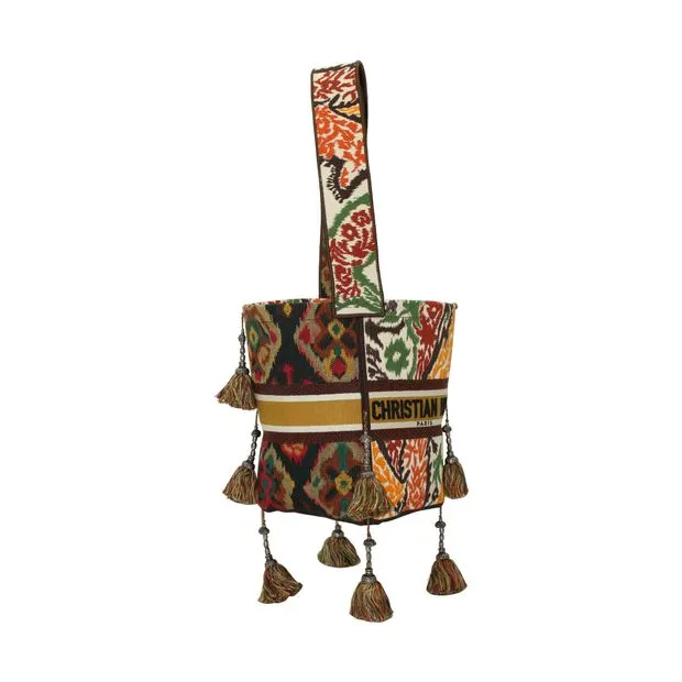 DIOR Paisley Embroidery D-Bucket Bag in Multicolor Canvas