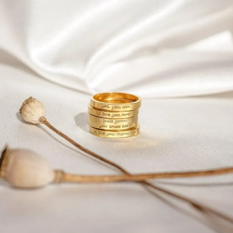 Engraved Rings - Custom Name Rings, Engraved Rings for Women by Cushy Pups