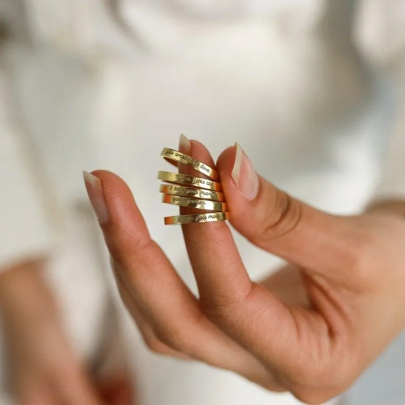 Engraved Rings - Custom Name Rings, Engraved Rings for Women by Cushy Pups