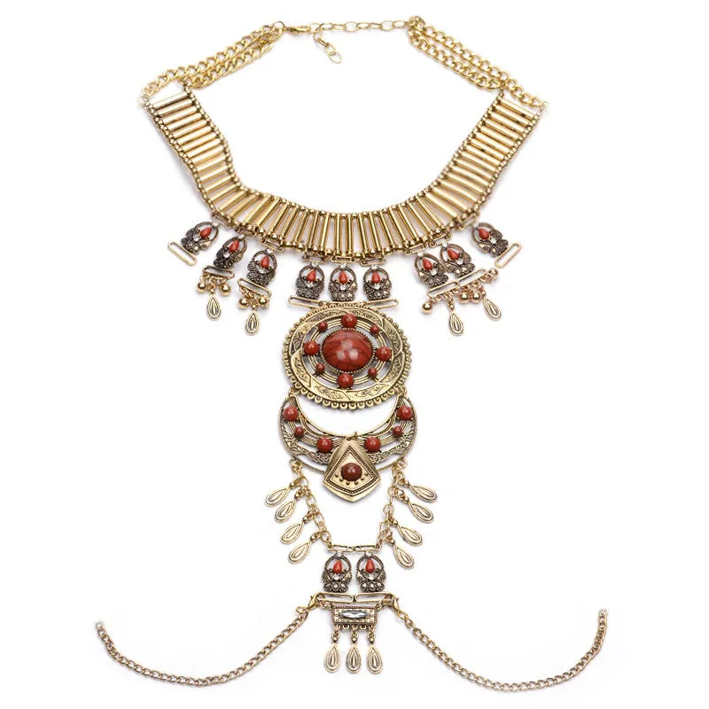 Fashion Body Chain Maix Necklace Vintage Beads Boho Collar Necklace Handmade Multilayer Statement Necklaces & Pendants Women