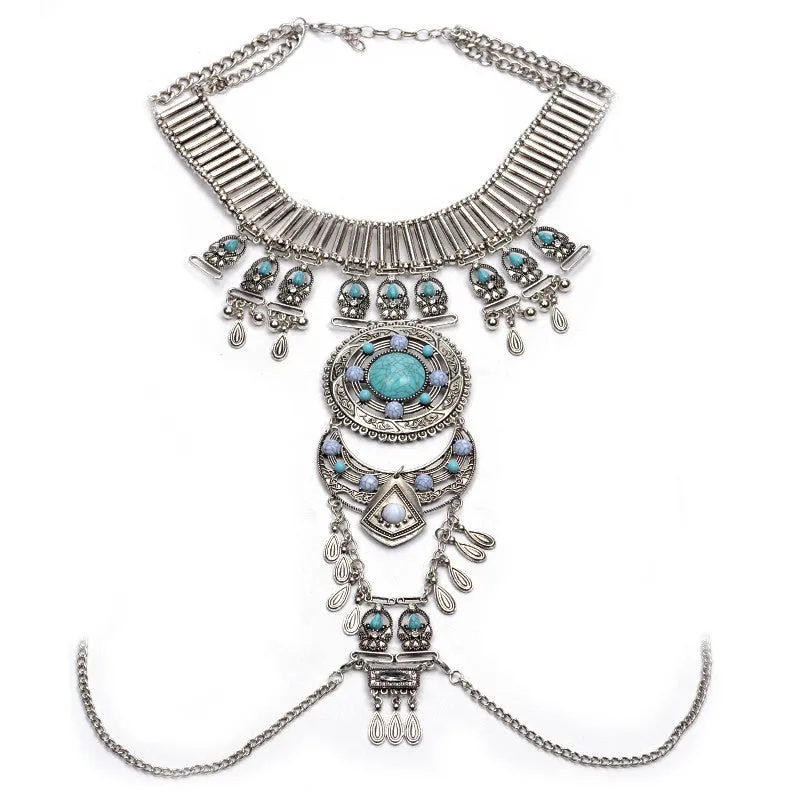 Fashion Body Chain Maix Necklace Vintage Beads Boho Collar Necklace Handmade Multilayer Statement Necklaces & Pendants Women