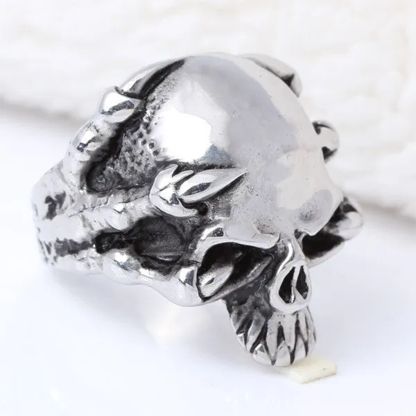 Fine jewelry 316L Stainless Steel Men's Skull Rings Punk Vintage Party Skeleton Jewelry