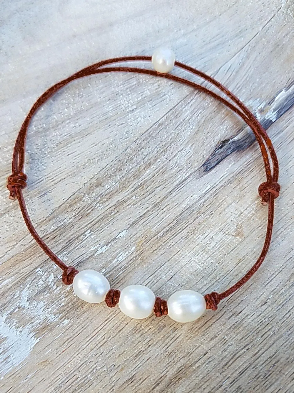 Freshwater Pearl Leather Anklets