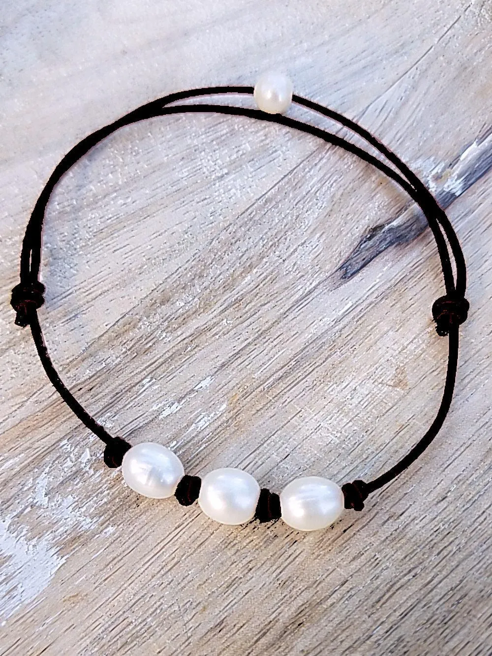 Freshwater Pearl Leather Anklets