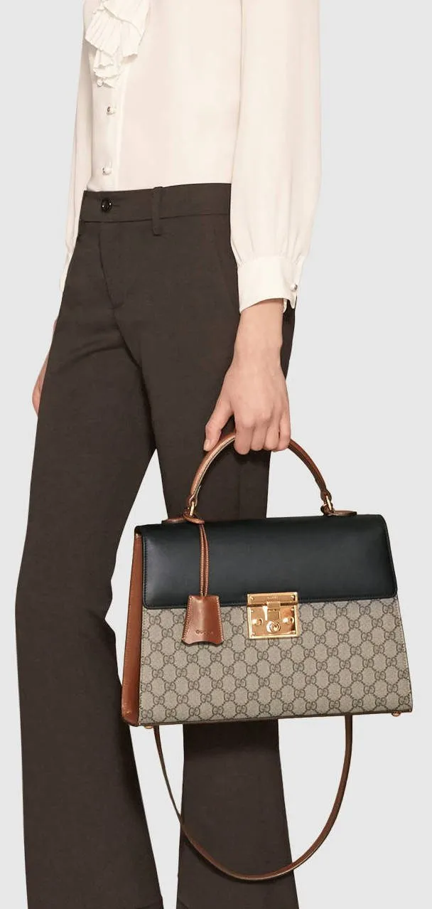 GG Supreme Top-Handle Satchel Bag Beige