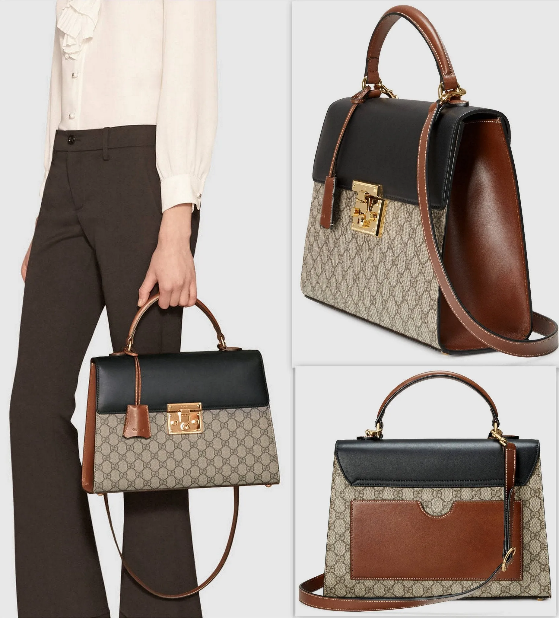 GG Supreme Top-Handle Satchel Bag Beige