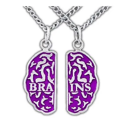 Gold Brains Friendship Necklaces - Enameled