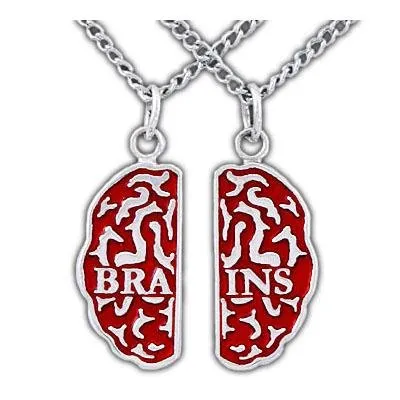 Gold Brains Friendship Necklaces - Enameled