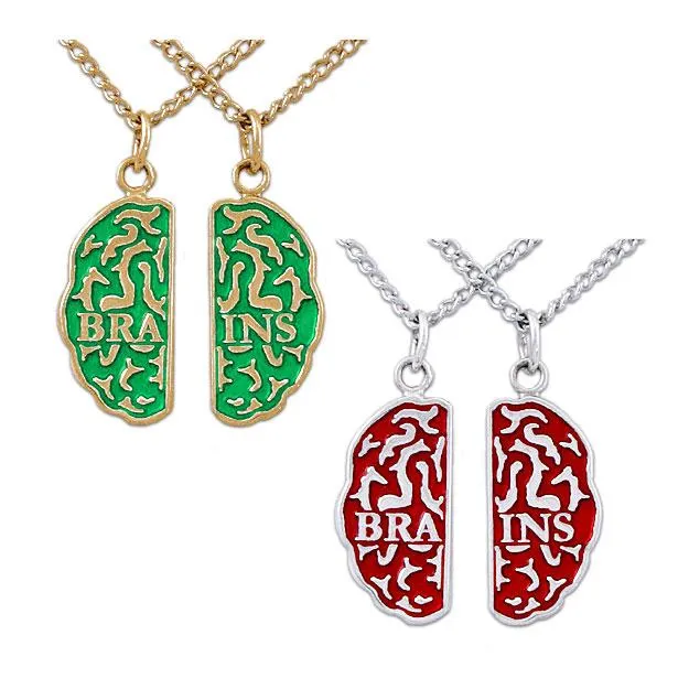 Gold Brains Friendship Necklaces - Enameled
