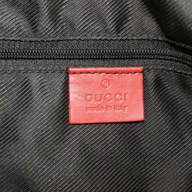 Gucci Boston Guccissima Print Canvasleather Red Large G Logo Canvas And Leather Satchel