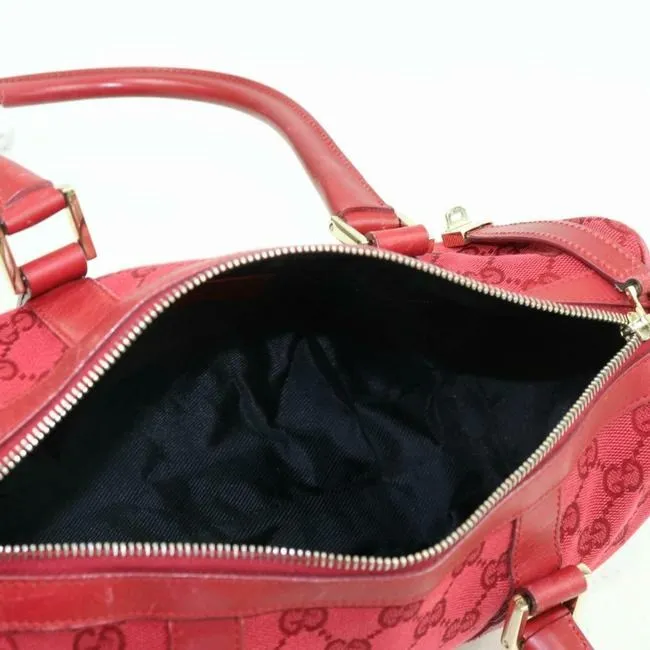 Gucci Boston Guccissima Print Canvasleather Red Large G Logo Canvas And Leather Satchel