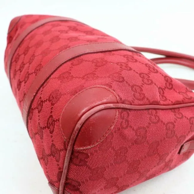 Gucci Boston Guccissima Print Canvasleather Red Large G Logo Canvas And Leather Satchel