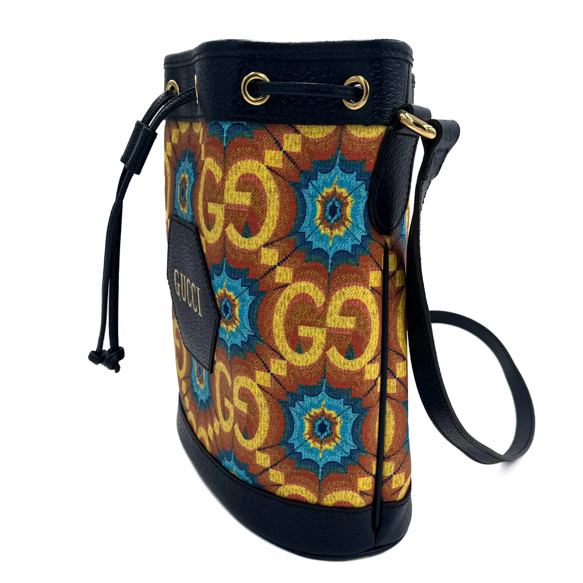Gucci Kaleidoscope 100 Leather Canvas Bucket Bag