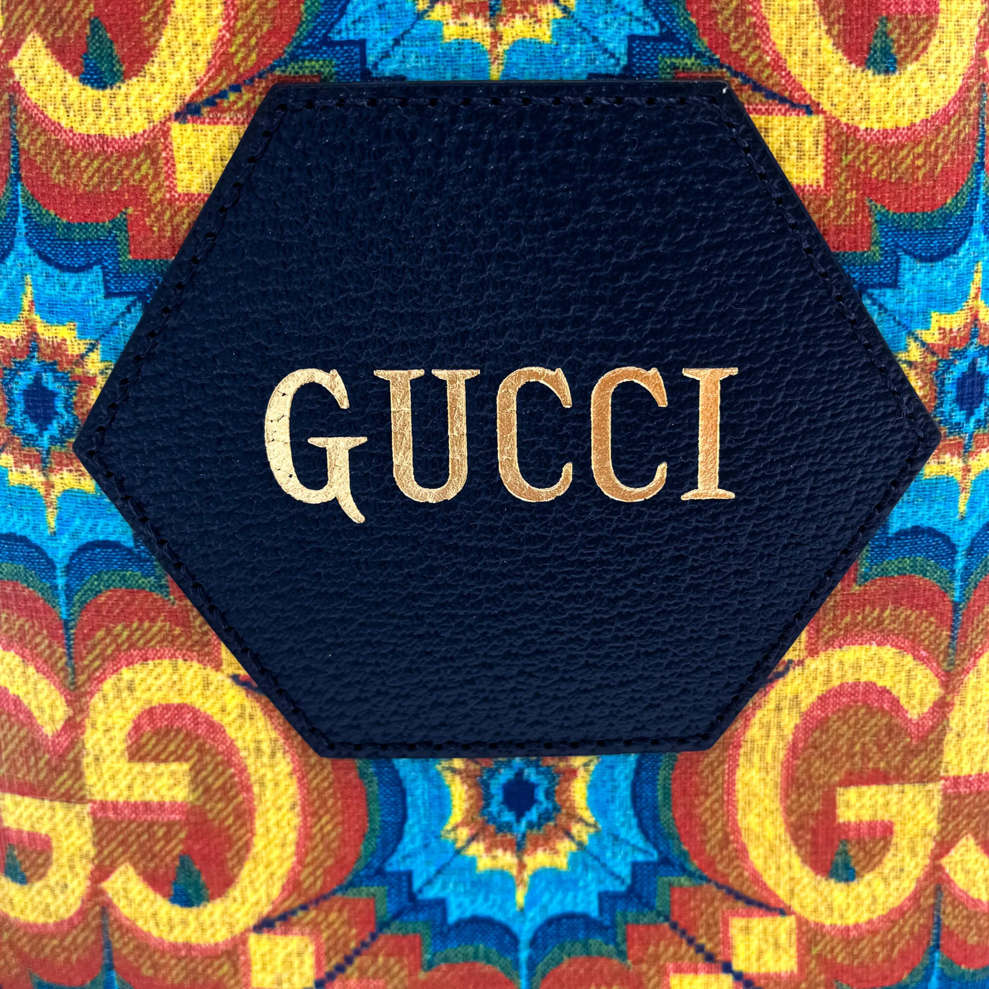 Gucci Kaleidoscope 100 Leather Canvas Bucket Bag