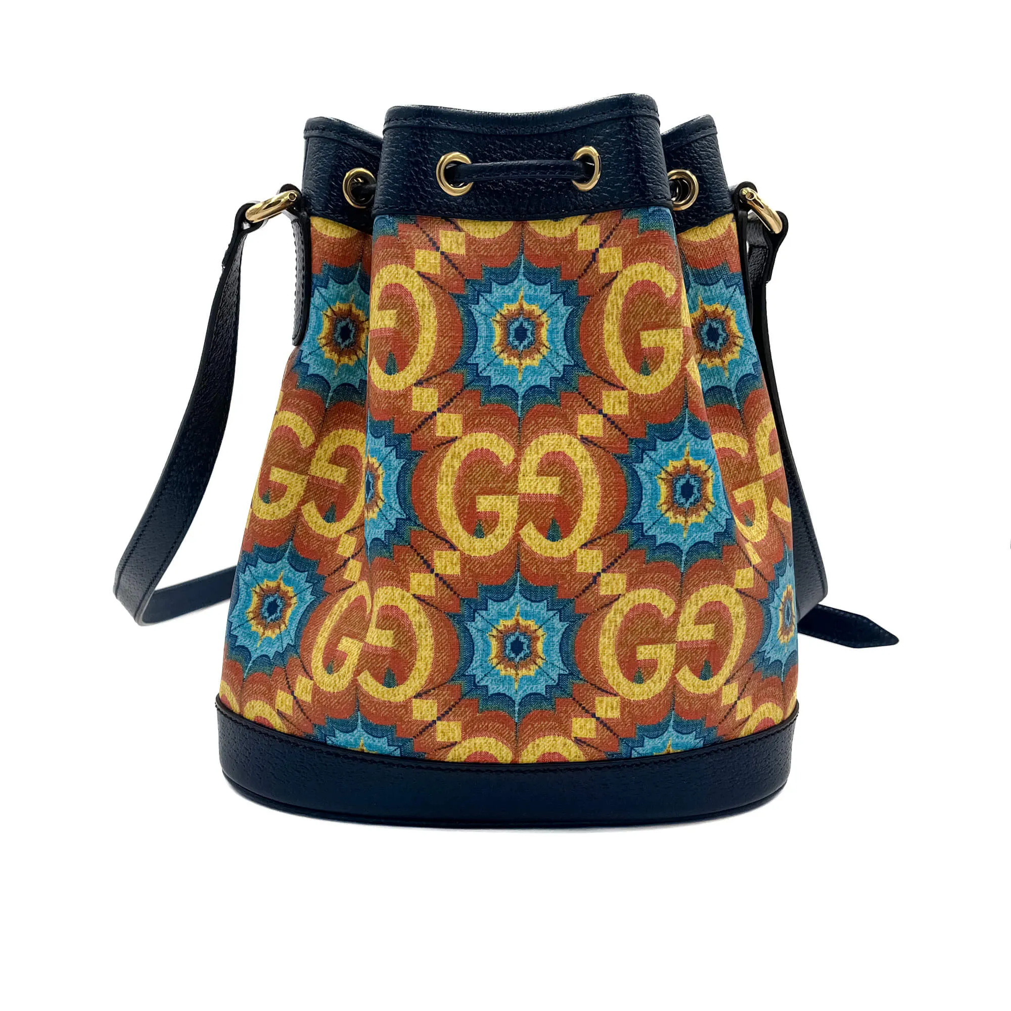 Gucci Kaleidoscope 100 Leather Canvas Bucket Bag
