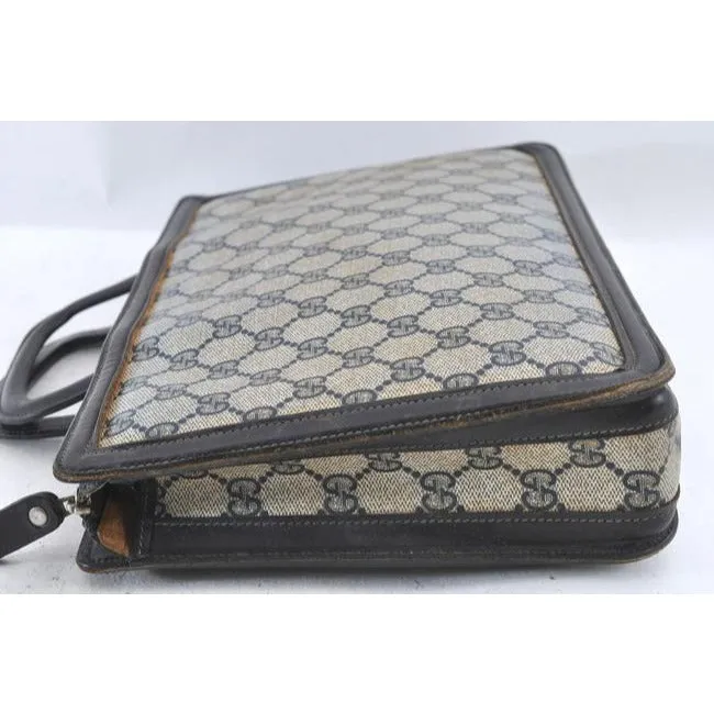Gucci Supreme Portfolio Clutch Guccissima Print Cted Canvasleather Structured Two Way Satchelclutch