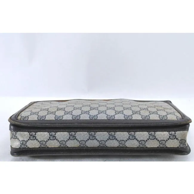 Gucci Supreme Portfolio Clutch Guccissima Print Cted Canvasleather Structured Two Way Satchelclutch
