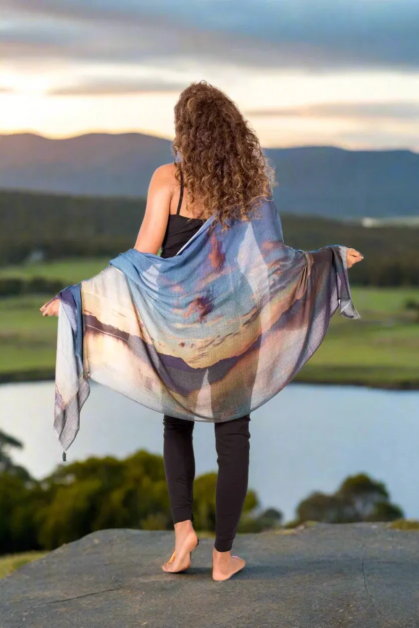 Harriet Jane "Mount Wellington Sunset" Silk and Wool Scarf