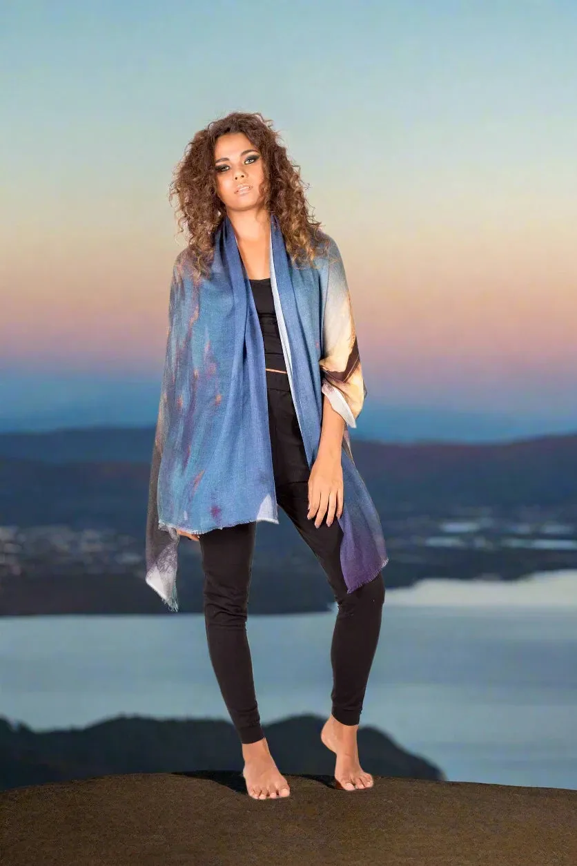 Harriet Jane "Mount Wellington Sunset" Silk and Wool Scarf