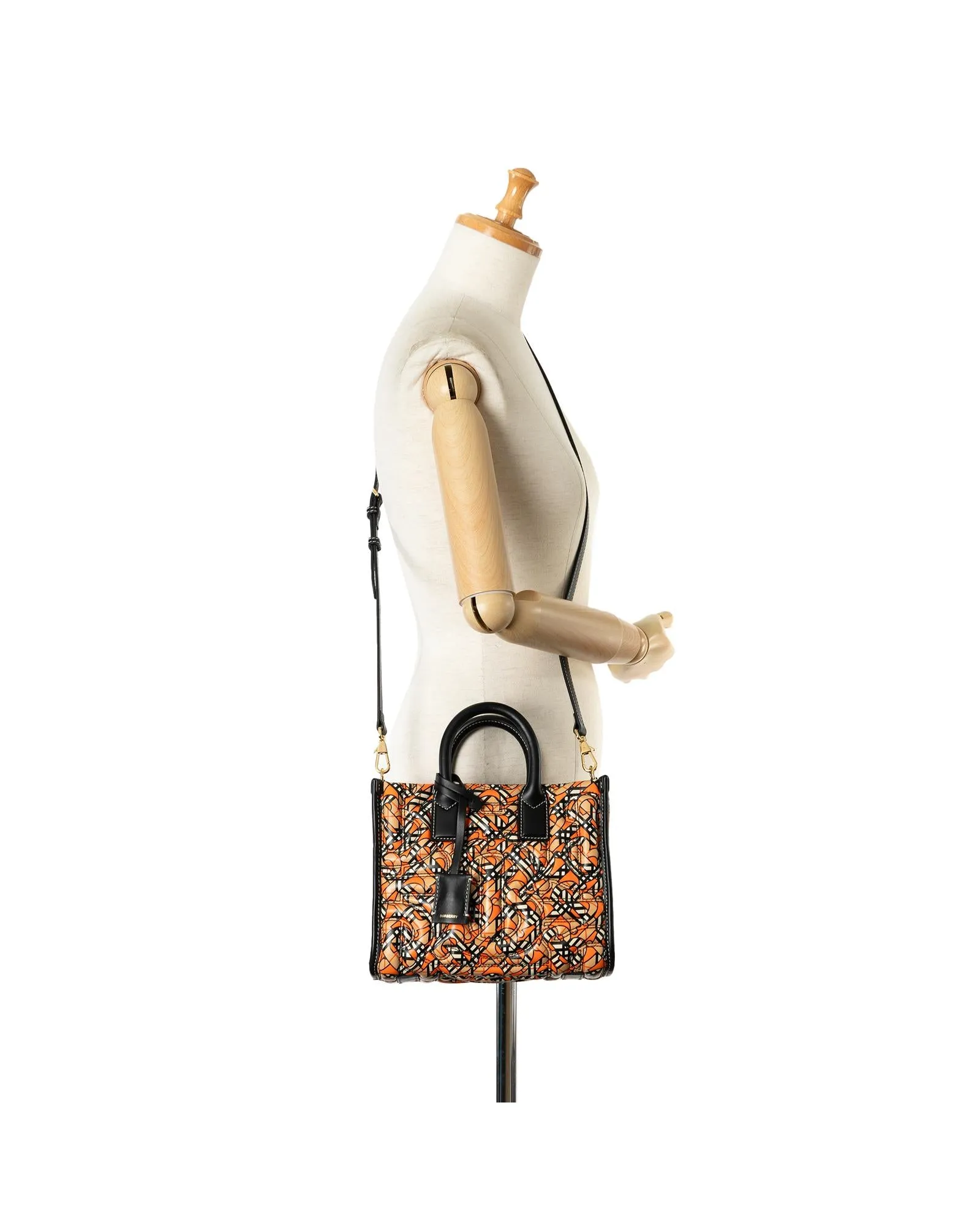 Heritage Check Leather Satchel with TB Monogram Detail