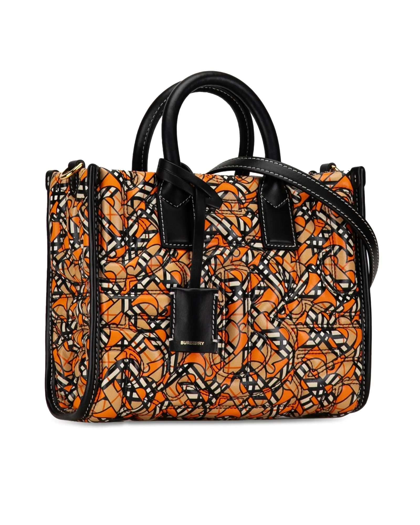 Heritage Check Leather Satchel with TB Monogram Detail
