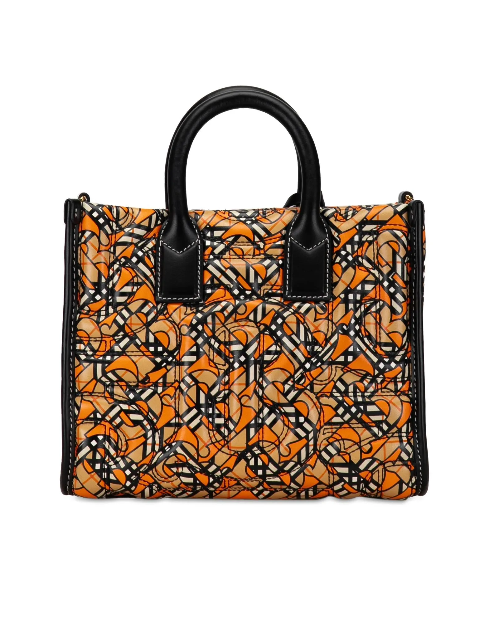 Heritage Check Leather Satchel with TB Monogram Detail