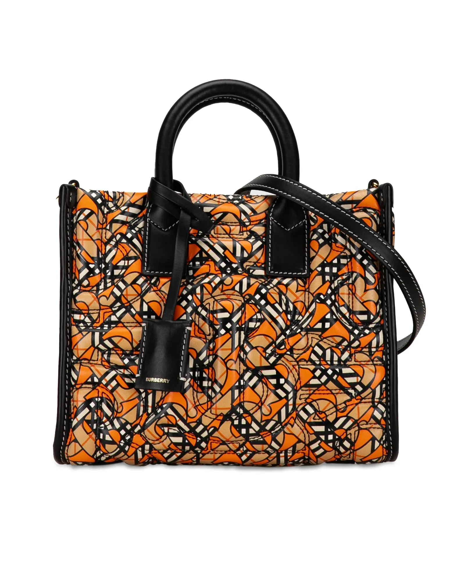 Heritage Check Leather Satchel with TB Monogram Detail