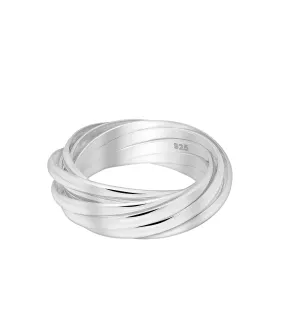 Interlock Stacked Silver Ring 925 Sterling Silver Daywear Layered Interlock Love Stacked Waterproof Nickel Free Luxury Ring