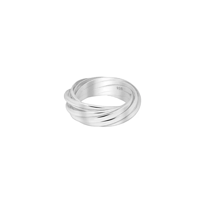 Interlock Stacked Silver Ring 925 Sterling Silver Daywear Layered Interlock Love Stacked Waterproof Nickel Free Luxury Ring