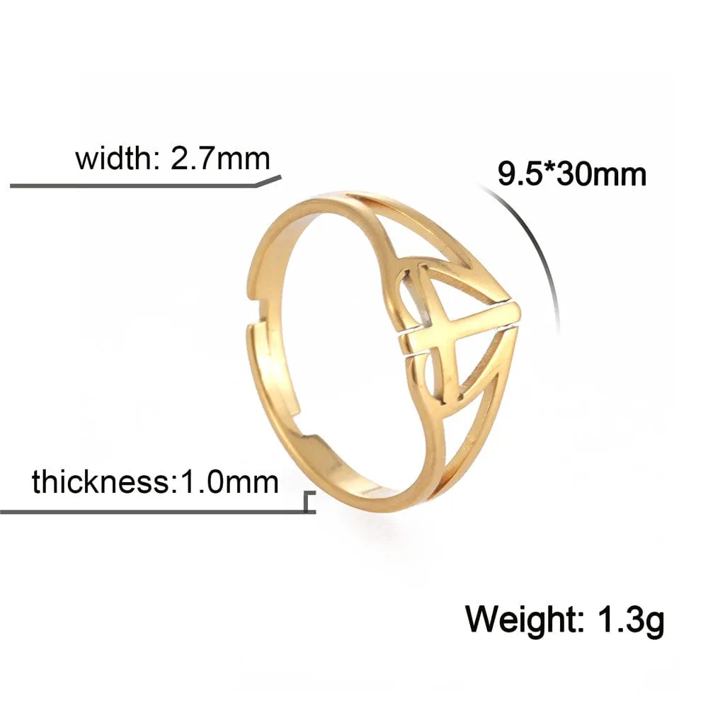 Intricate Adjustable Christian Cross Ring