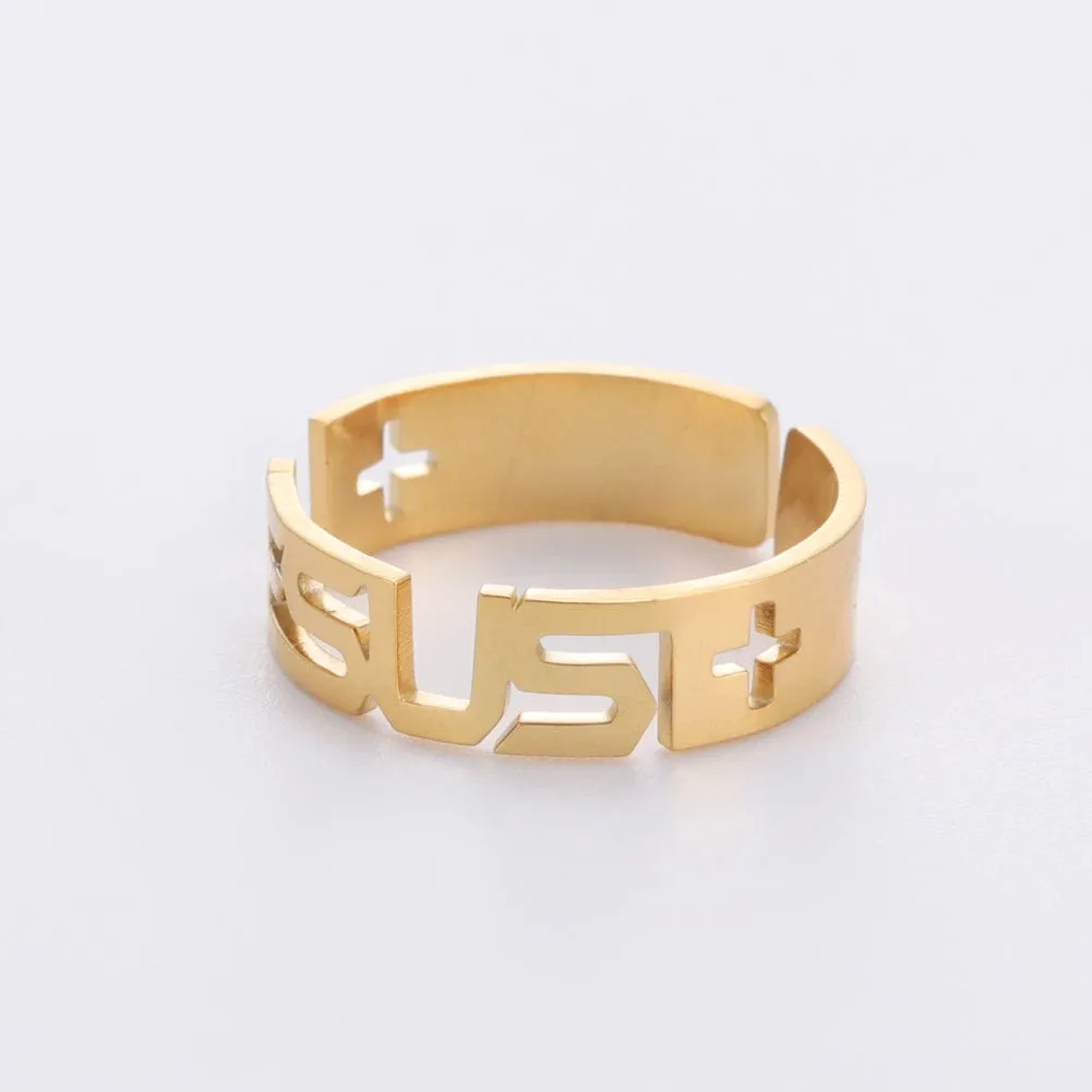 Intricate Adjustable Christian Cross Ring