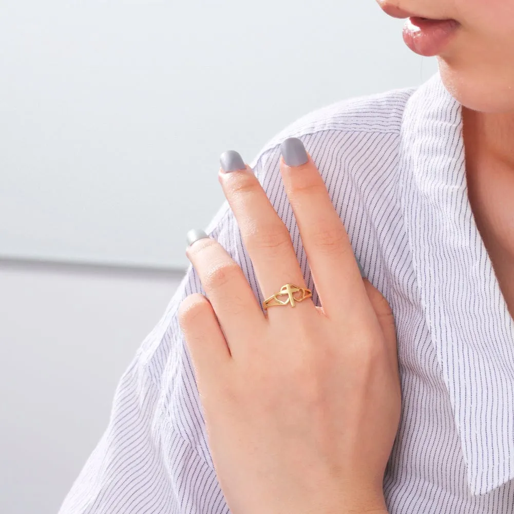 Intricate Adjustable Christian Cross Ring