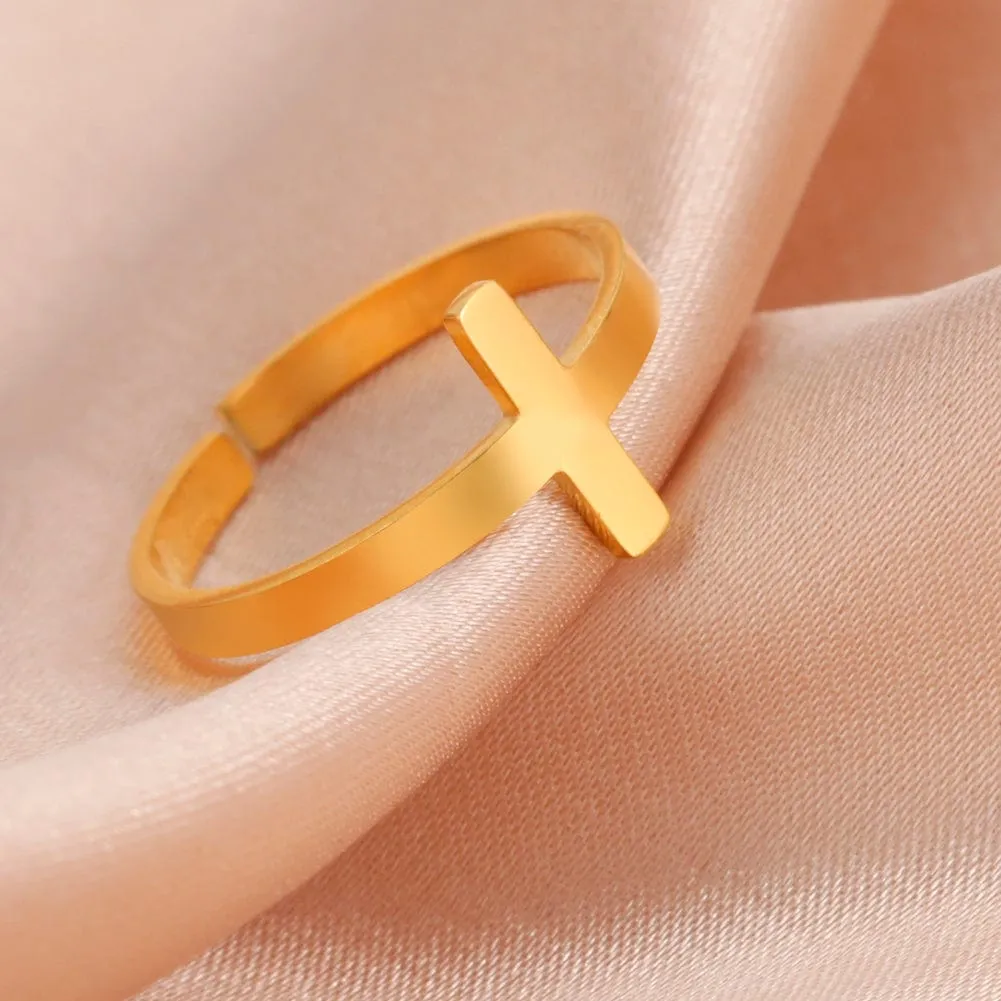 Intricate Adjustable Christian Cross Ring