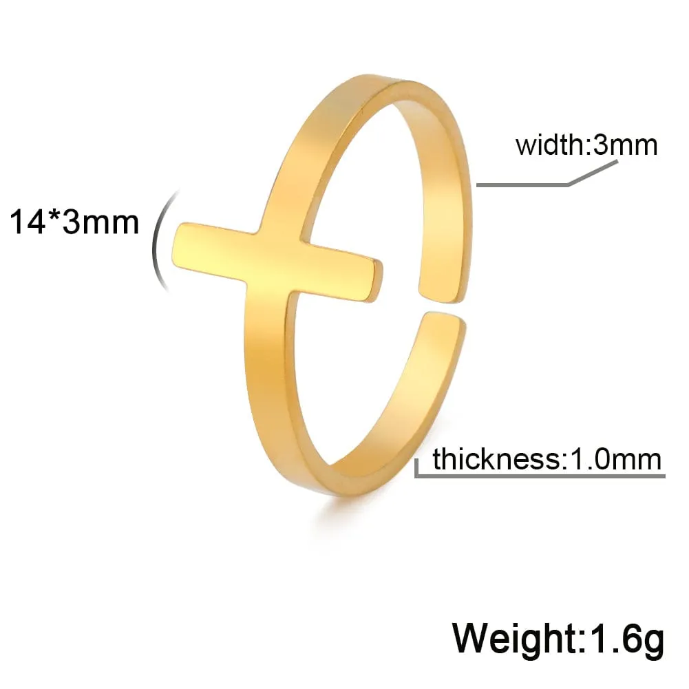 Intricate Adjustable Christian Cross Ring