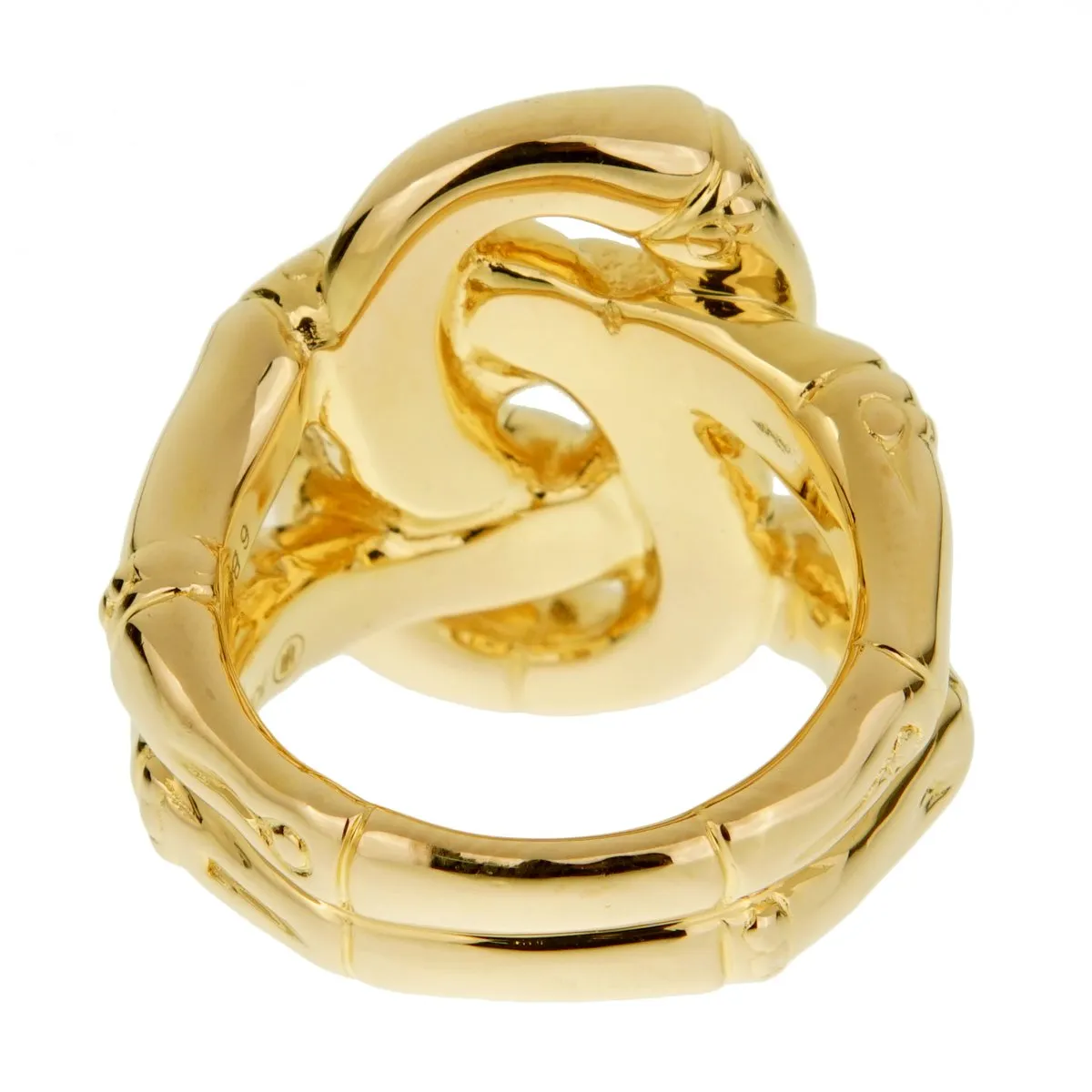 John Hardy Double Bamboo Yellow Gold Ladies Ring Sz 7