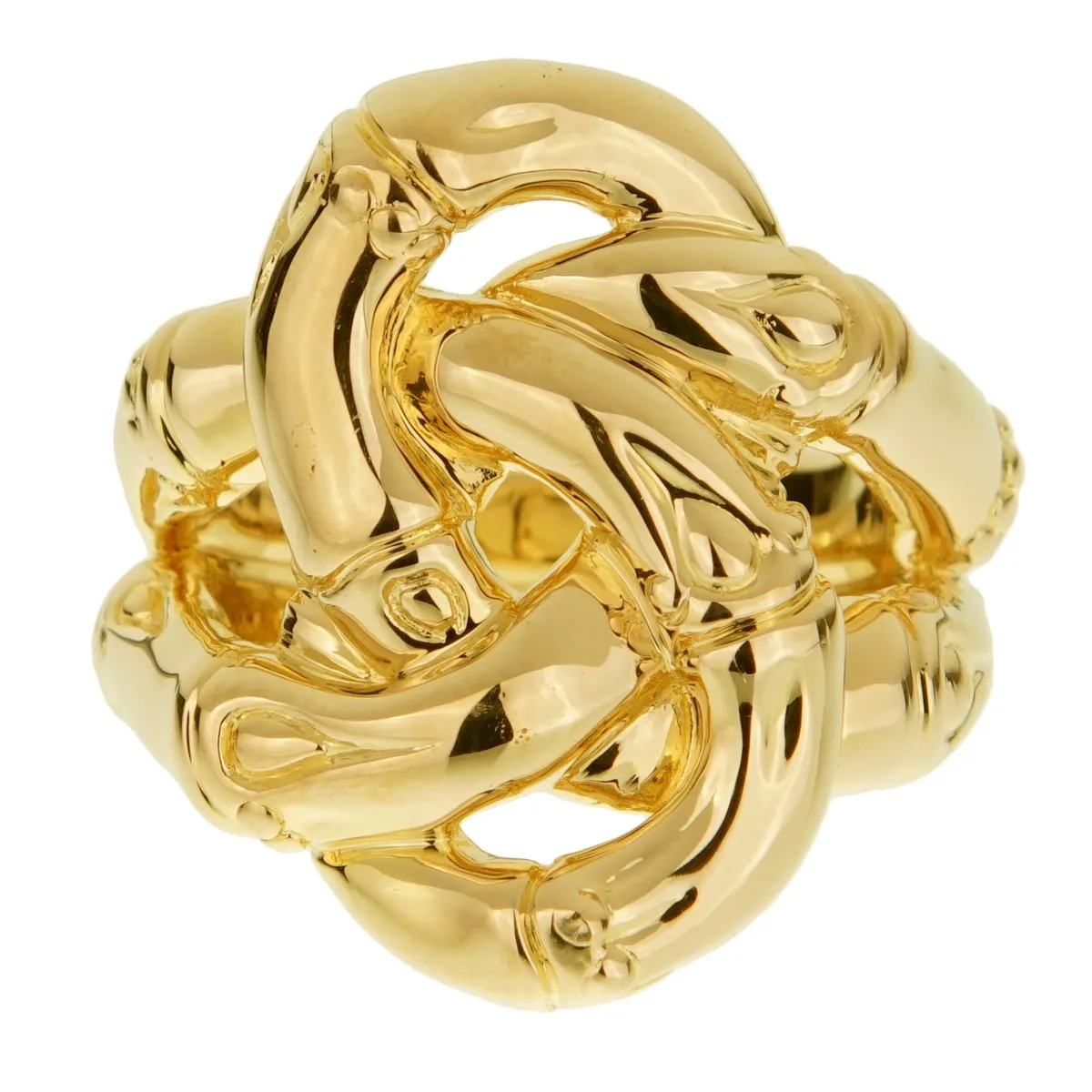 John Hardy Double Bamboo Yellow Gold Ladies Ring Sz 7