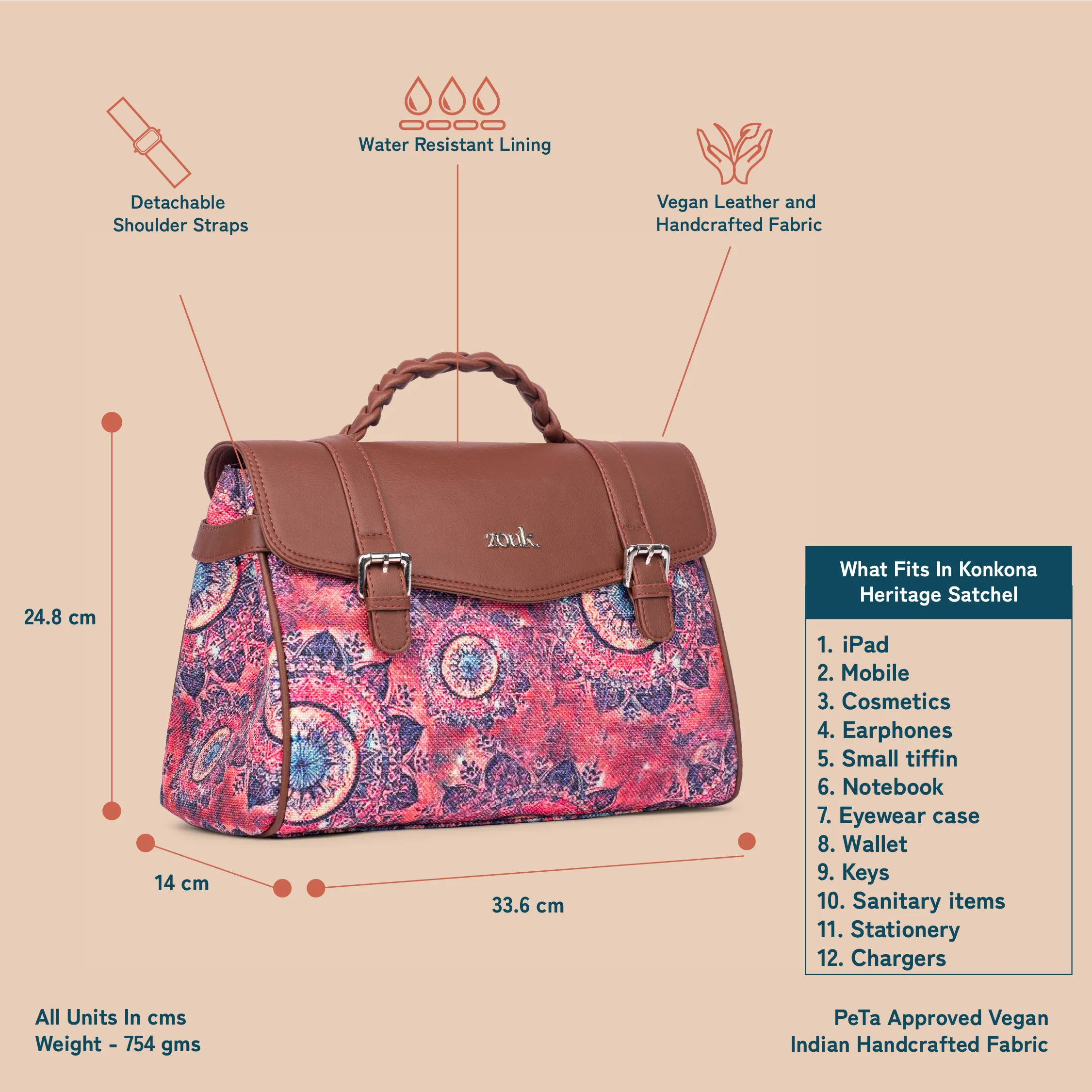 Konkona Heritage Satchel Bag - Space Chakra
