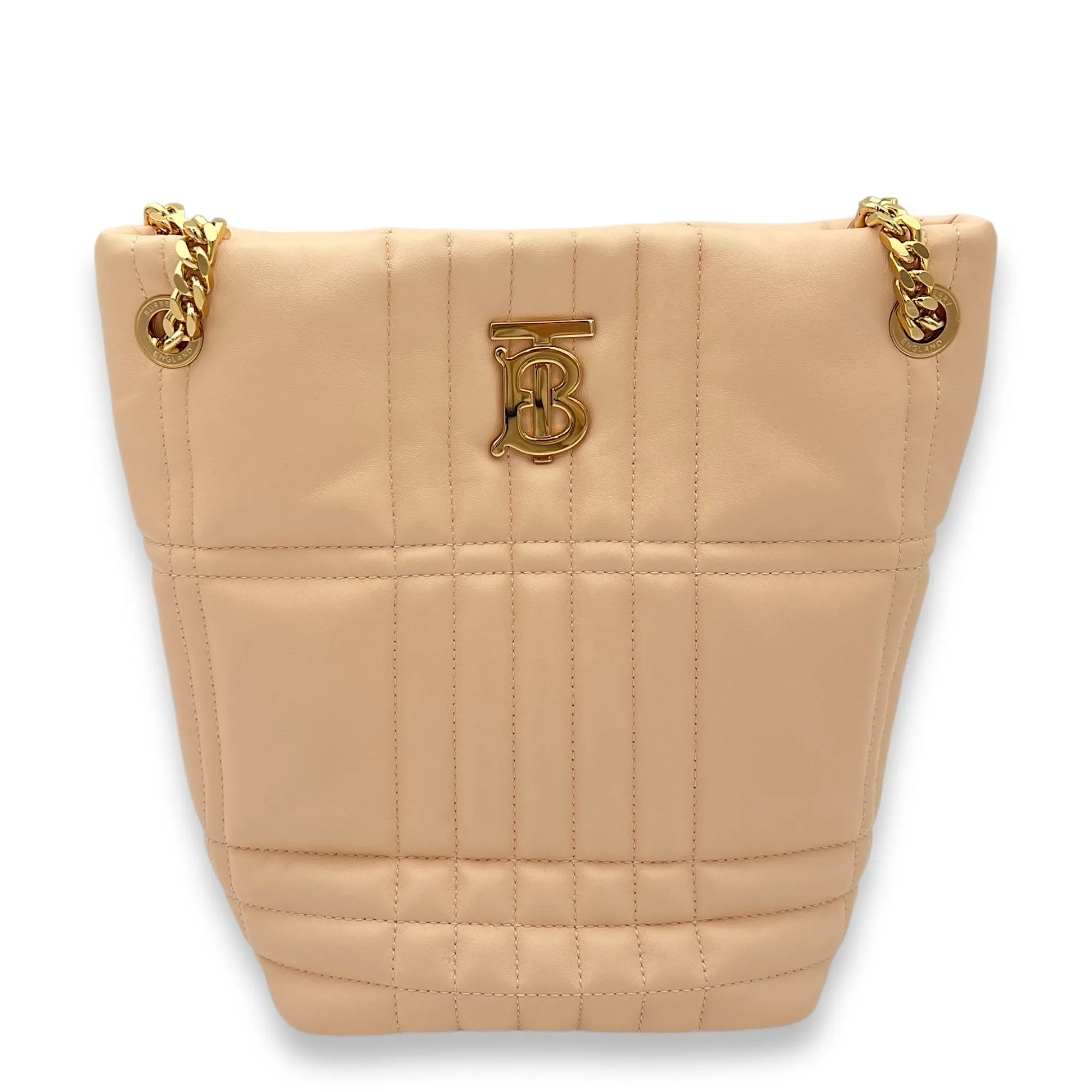Lola Beige Bucket Bag in Lambskin, Gold hardware