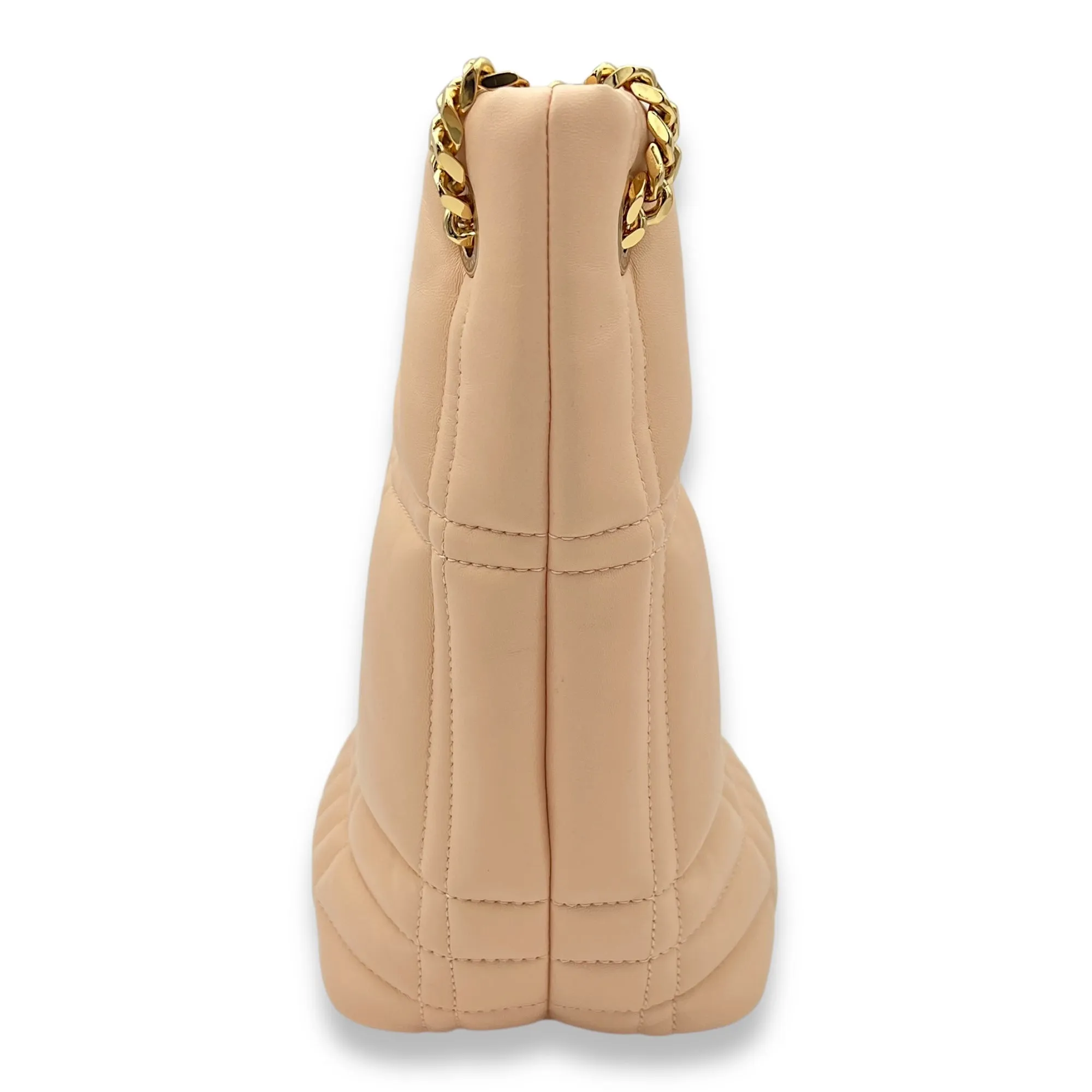 Lola Beige Bucket Bag in Lambskin, Gold hardware