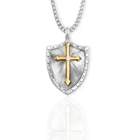 Men's Christian Necklace <br> Cross and Shield