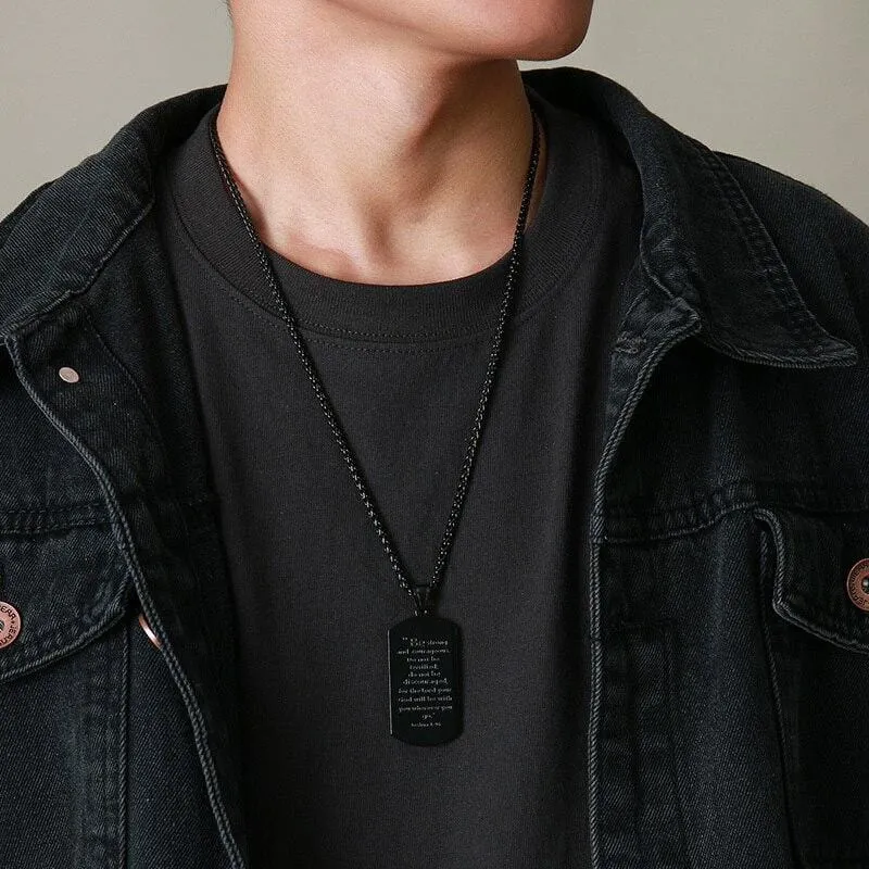 Men's Christian Necklace <br> Our Father Dog Tag