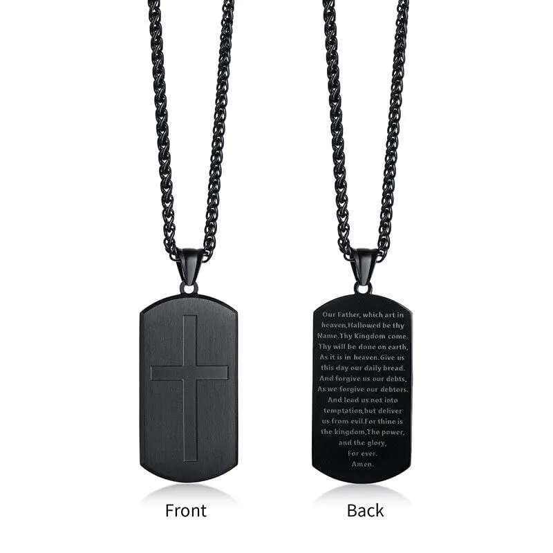 Men's Christian Necklace <br> Our Father Dog Tag