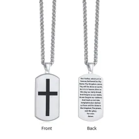 Men's Christian Necklace <br> Our Father Dog Tag