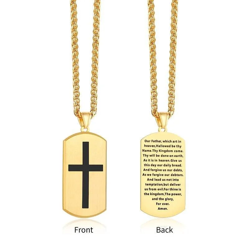 Men's Christian Necklace <br> Our Father Dog Tag