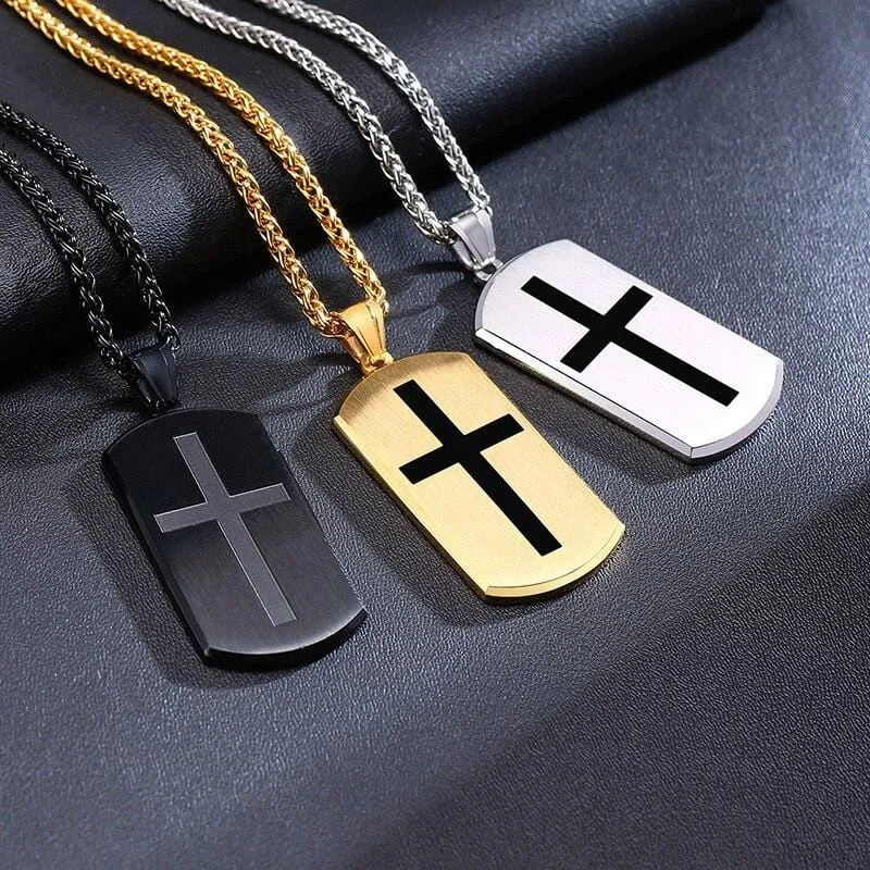Men's Christian Necklace <br> Our Father Dog Tag