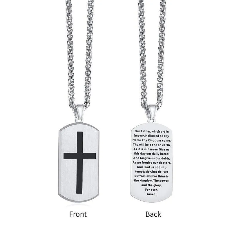 Men's Christian Necklace <br> Our Father Dog Tag